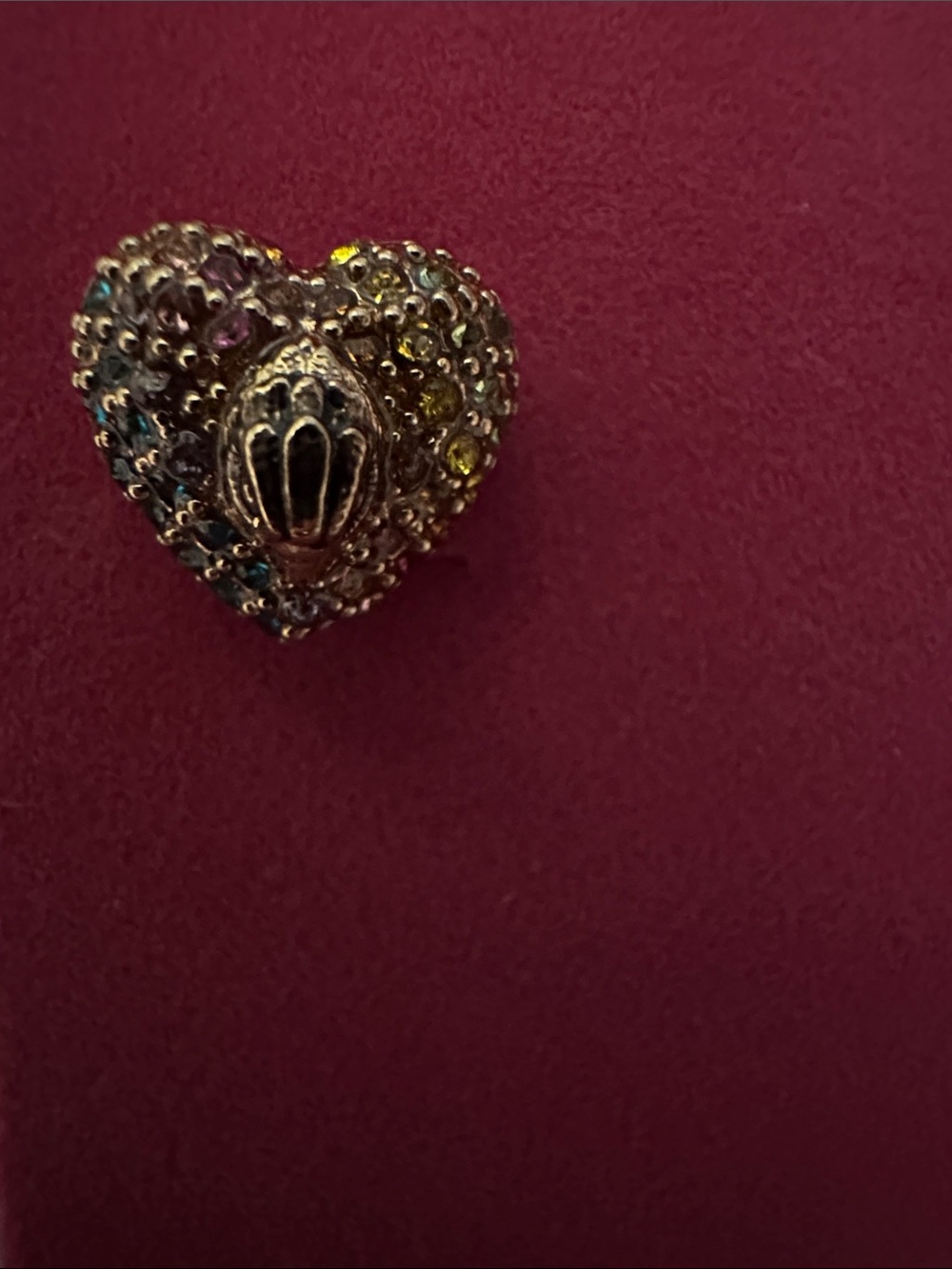 Kurt Geiger Heart  Multicolor Crystal Heart Stud Earrings NWT - Picture 2 of 2